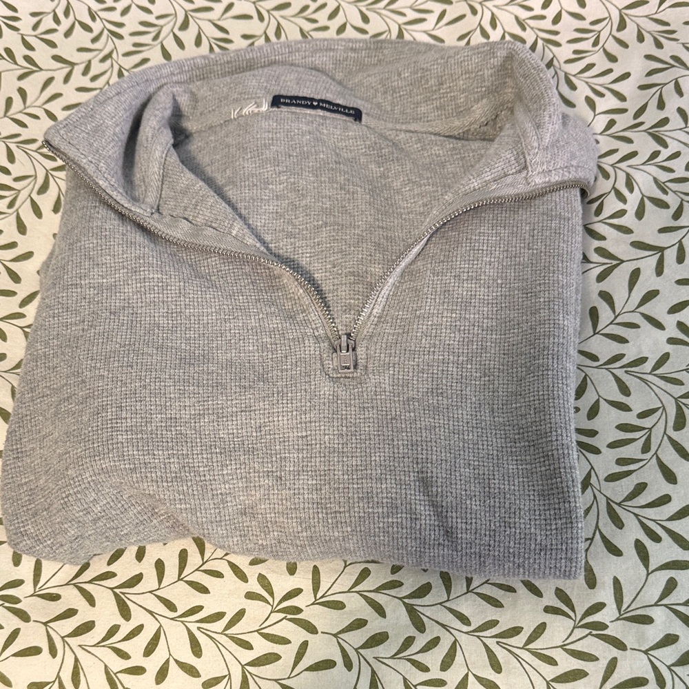 Brandy Melville Gray Half-Zip Sweater